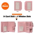 thumbnail image 2 of Small Women Wallet Genuine Leather Rfid Blocking Bifold Zipper Pocket Card Holder with Id Window Wax Pink, 2 of 5