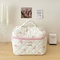 thumbnail image 4 of Yibooy Cute Bow Makeup Bag Cotton Quilted Cosmetic Bag Toiletry Bag for Women (Pink L), 4 of 6