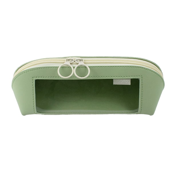 Estuche para lápices con textura de cuero, ventana transparente, impermeable, de gran capacidad, organizador de material escolar para la escuela o la oficina. Guarda bolígrafos, lápices y otros