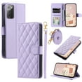 thumbnail image 3 of Crossbody Strap Case for Samsung Galaxy Note 20 Wallet PU Leather Elegant Diamond Patterned Credit Card Holder Full Body with Wrist Lanyard Strap Soft TPU Bumper Magnetic Closure Phone Cover,Purple, 3 of 10