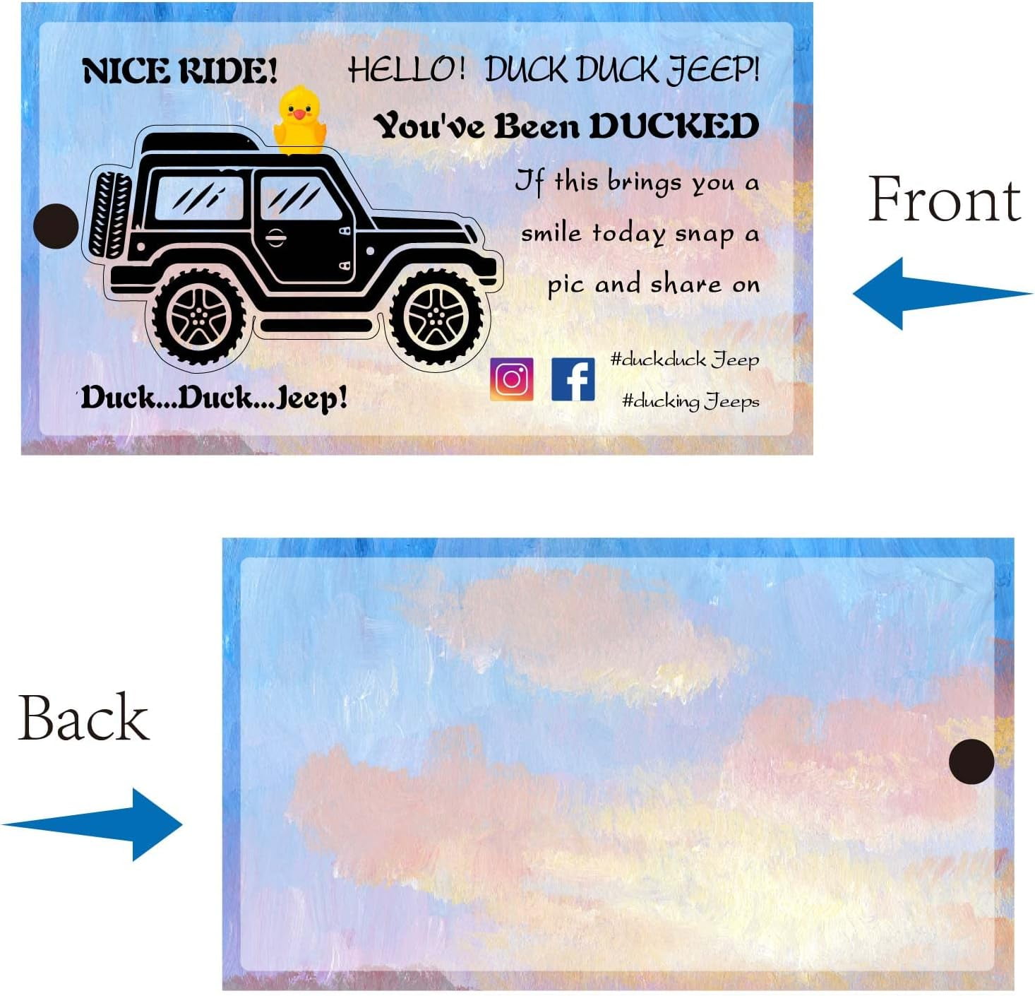 You’ve Been Ducked Cards – 50 Stück, Visitenkartengröße 8,9x5,1 Cm, Mit USA-Flagge & SUV-Design – Perfekt Für Jeep-Fans & Enten-Spiel