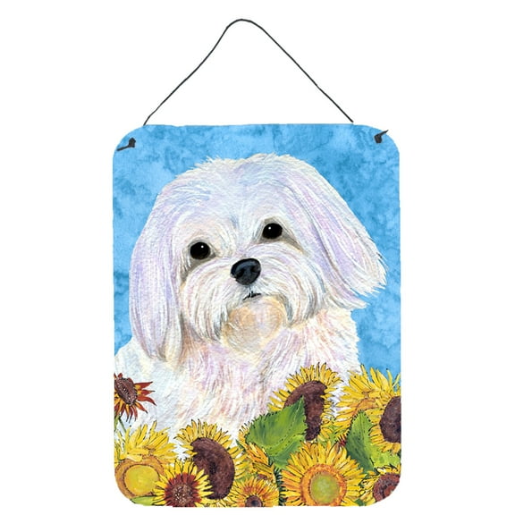 Carolines Treasures SS4115DS1216 Maltese in Summer Flowers Wall or Door Hanging Prints 12WX16H multicolor