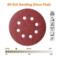 thumbnail image 4 of 12pack Grit 80 Sanding Discs Pads, 8 Holes, 125mm/5-inch Hook and Loop Quick Change Sandpaper Sheet, 4 of 7