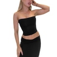 thumbnail image 5 of 2 Piece Summer Outfits for Women Strapless Solid Color Tube Tops Bandeau+ Low Waist Maxi Skirt Y2k 90s Set, 5 of 6