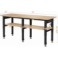 thumbnail image 2 of Jocisland Adjustable 2-Tier Workbench with 4 Ac Outlet and 2 Usb Ports Power Outlets, 2000 lbs Capacity, Rubber Wood Top for Garage, Workshop(72X24In), 2 of 8