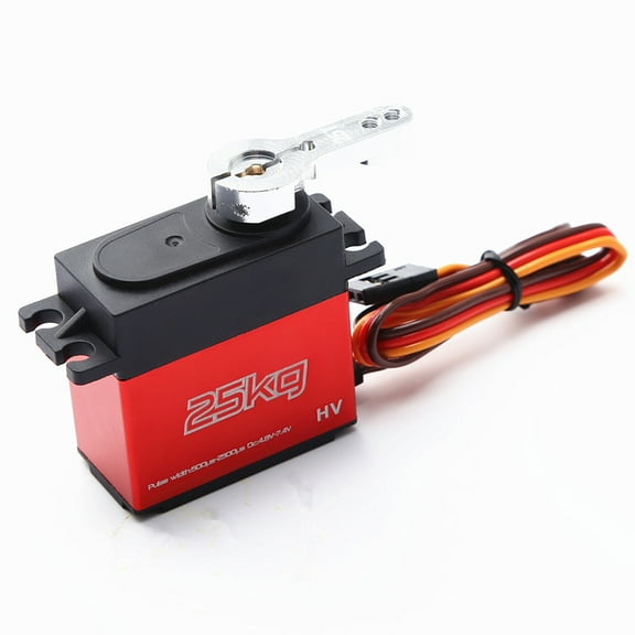 25KG Digital Servo with 25T Arm IP66 Waterproof Copper Gear High Torque 180 Operating Angle for 1/12 1/10 RC Car Boat Airplane Helicopter Robot