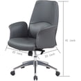 thumbnail image 3 of REMSOFT Mid-Back Adjustable Swivel PU Leather Ergonomic Swivel Office Computer Desk Executive Chair for Office, Home, Living Room, Padded Seat and Back, Grey, 3 of 9