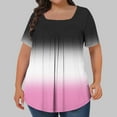 thumbnail image 2 of JURANMO Prime Today Oversized Tops for Women Loose Fit Front Pleated Tunic Blouses Trendy Gradient Print Tshirts Casual Square Neck Short Sleeve Cotton Tees Shirt Pink XXXL, 2 of 6