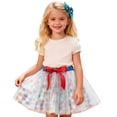 thumbnail image 4 of QTSHPN Ballet Skirt Girls Festive Party Dress Pleated Tutu Bow Hair Play Fashion Long Skirts for Girl White_004 2-4 Years, 4 of 5