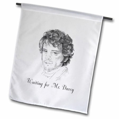 3dRose Waiting for Mr Darcy Pencil Illustration  Garden Flag  12 by 18-Inch