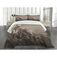 thumbnail image 3 of Ambesonne Animal Quilted Bedspread Set 3 Pcs, White Wolf on the Rocks, Queen Size, Warm Taupe, 3 of 5