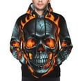 thumbnail image 3 of Zufioo Flame Metal Skull Design Fleece Comfortable Hoodie for Mens,Sweatshirt for Men,Pullover Hooded Sweatshirt for Men -Large, 3 of 5