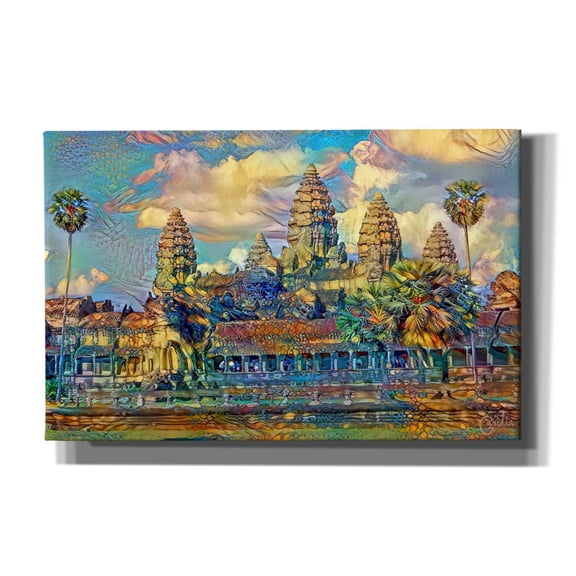 Epic Graffiti 'Cambodia Angkor Wat' by Pedro Gavidia, Canvas Wall Art, 40"x26"