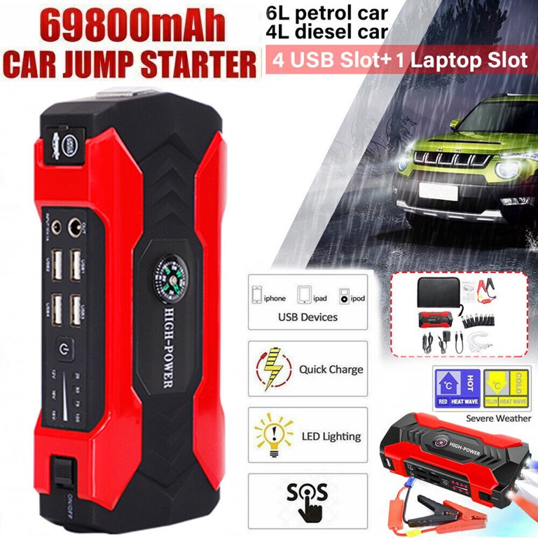 20000mAh 12V 1000A Car Jump Starter Portable Power Bank Battery Booster  Clamp