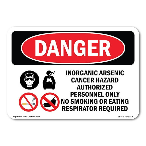 OSHA Danger Sign - Inorganic Arsenic Cancer Hazard | Decal | Protect Your Business, Construction Site, Warehouse & Shop Area | Made in The USA