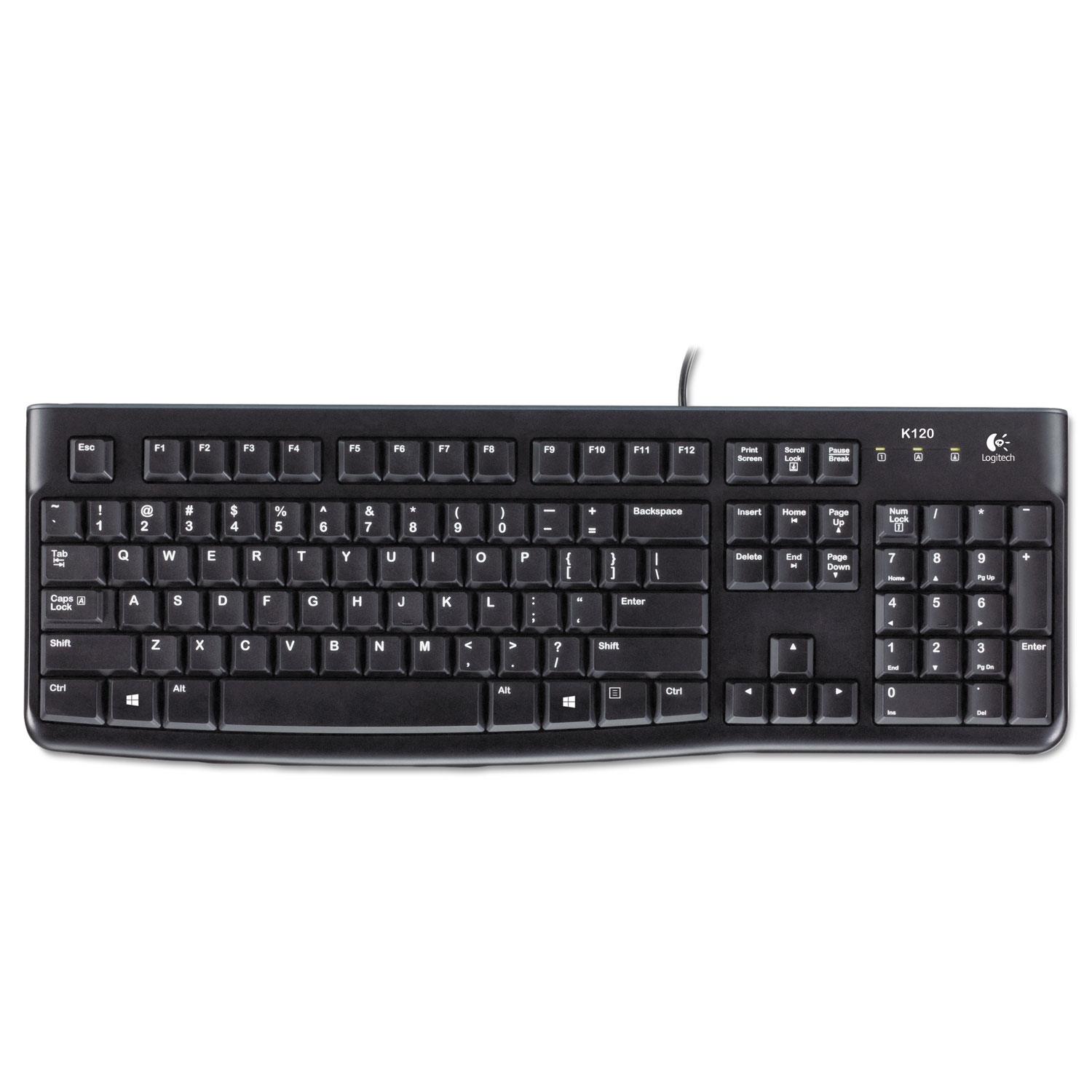 Logitech K120 Ergonomic Desktop Wired Keyboard, USB, Black (920002478) - image 3 of 5