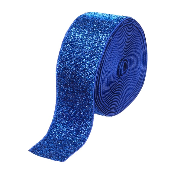 Uxcell Metallic Glitter Velvet Ribbon 1 9/16"x 5 Yard Single Face Sparkle Ribbon Gift Wrapping Royalblue