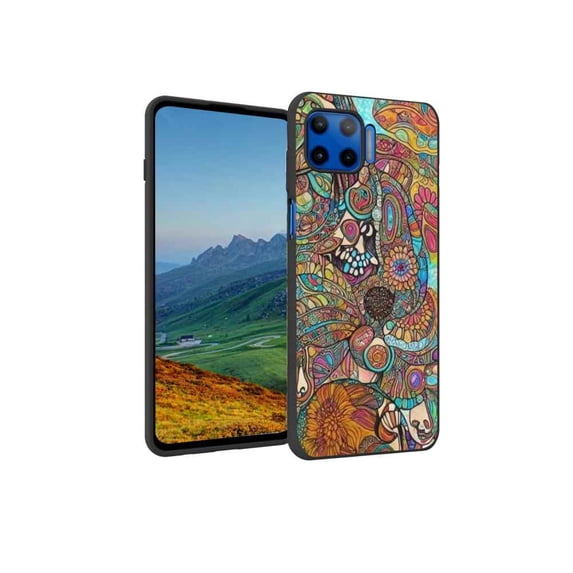 Compatible with Moto One 5G UW Phone Case, Hippie-Art-37 Case Silicone Protective for Teen Girl Boy Case for Moto One 5G UW