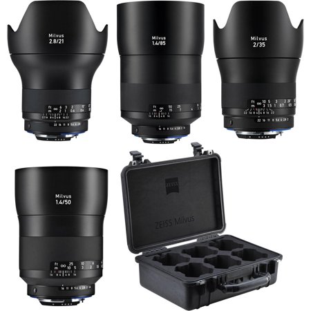 UPC: 0192223062627 | Zeiss Milvus 2.8/21  Milvus 2/35  Milvus 1.4/50 and Milvus 1.4/85 ZE Lenses for Canon EF with Transport Case & Gears