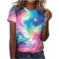 thumbnail image 2 of UPPADA Womens Summer Tops Graphic Print Crewneck Tees Casual Short Sleeve Shirts Loose Fit Pullover Tops Fashion Vacation Beach Blouses Multicolor,XXXL, 2 of 4
