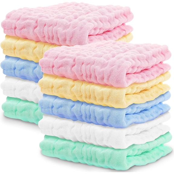 10 PCS Organic Cotton Baby Wipes,Natural Cotton Baby Wipes,Soft Newborn Face Towel and Washcloth for Sensitive Skin,Registry as Shower,12x12 inches