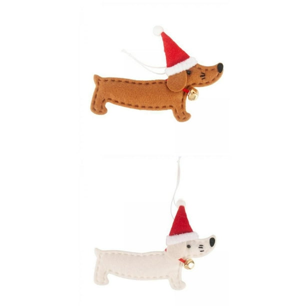2x colgantes navideños Dachshund perro en forma de decoración navideña muñeca manualidades Café y blanco Fernando Colgante