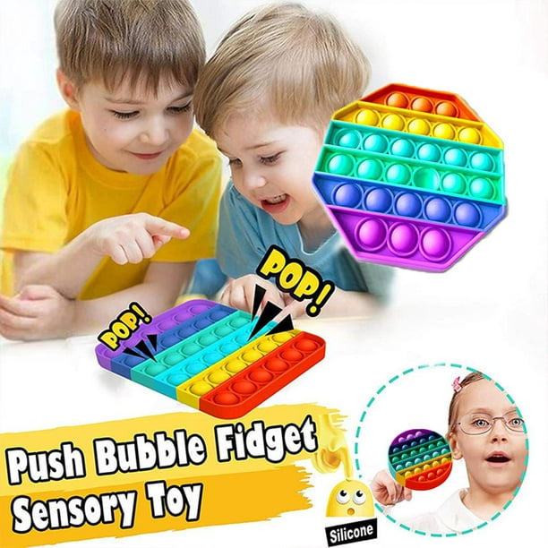 4 Pack Rainbow Colors Push Pop It Fidget Bubble Sensory Stress Toy