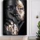 thumbnail image 2 of Pintura de diamante 5D, retrato artesanal, bordado de diamantes, arte africano, mosaico de mujer negro y dorado, póster artístico de pared de 12x16 pulgadas, 2 of 5