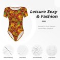 thumbnail image 4 of Sigee Vintage maple leaf autumn for Bodysuits for Womens Round Neck Short Sleeves Onesie Womens Jumpsuits-Medium, 4 of 7