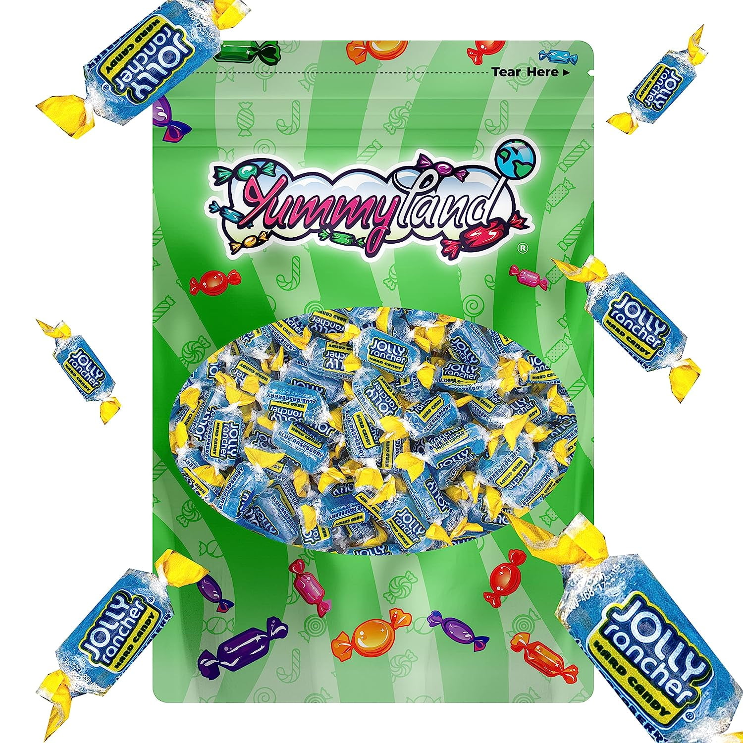 Jolly Rancher Blue Raspberry Hard Candy - 2 LB, Bulk Individually Wrapped Candy,  Resealable Bag - 2 Pounds (32 Oz)
