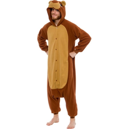 Mens Teddy Bear Costume SILVER LILLY Unisex Adult Plush Teddy Bear Animal Halloween Costume Pajamas ()