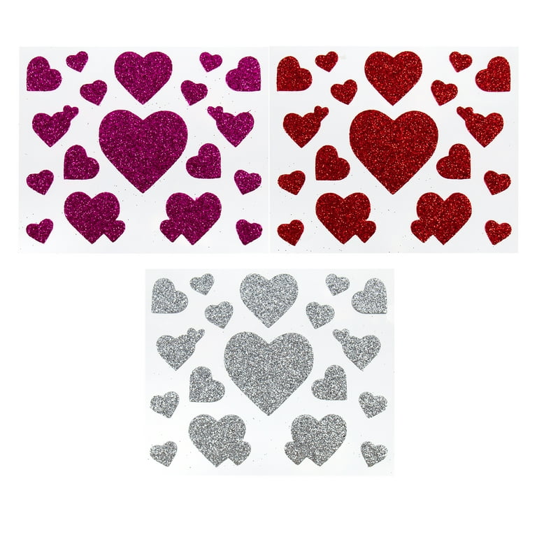  500PCS Glitter Heart Stickers, 1 Valentine's Day Foil Shiny  Love Shape Labels, Self Adhesive Glitter Heart Stickers with 9 Assorted  Patterns for Envelope Wedding Teachers Kids Reward Scrapbooking : Office  Products