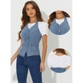 thumbnail image 2 of DARING DIVA Women's Halter Neck Button Down Backless Jean Waistcoat M Blue, 2 of 6