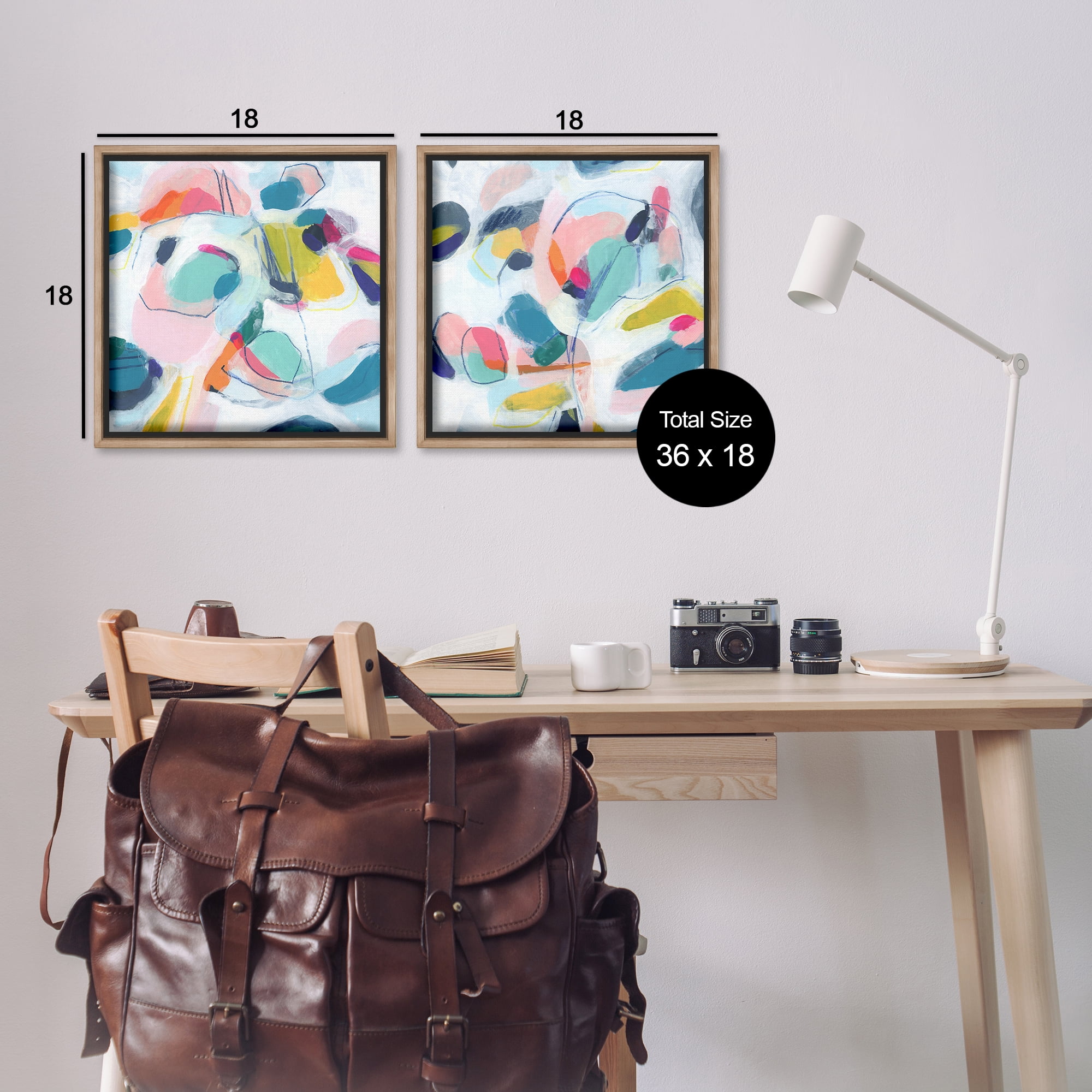 Stupell Industries Eye-catching Abstract Pastels Abstract Painting Brown Floater Framed Canvas Art Print Wall Art, 18 x 18, Set of 2