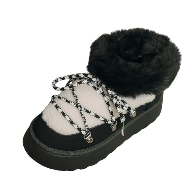 Bottes pour Femmes, Décontractées, à la Mode, Polyvalentes, Talon Épais, Tige Courte, Semelle Épaisse, Bout Rond, à Bride, Chaudes, Bottes pour Femmes