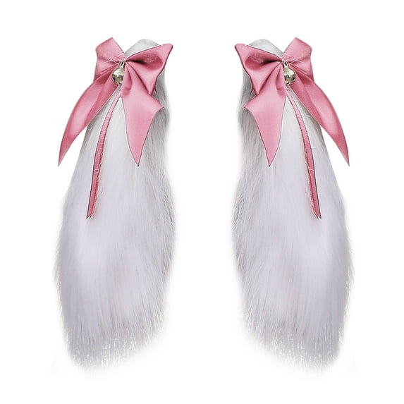KKmeter 1 Pair Girls Cute Bunny Plush Lop Ears Hair Clip Bowknot Lop Ears Hairpin Halloween Cosplay Costume Hair Accessories Pink