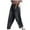 Black, variant on Tapered Jeans Trousers For Women Elastic Wais Girdle Wide Ankle Banded Pants Y2k Baggy Boyfriend Jeans With Pockets Light Black L