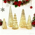 thumbnail image 3 of Set of 5 Illuminated Mercury plastic Christmas Trees 2026 Upgrade Gold LED Holiday Tree Figurines for Tabletop, Mantel, Shelf, and Festive Centerpiece Décor, 3 of 7