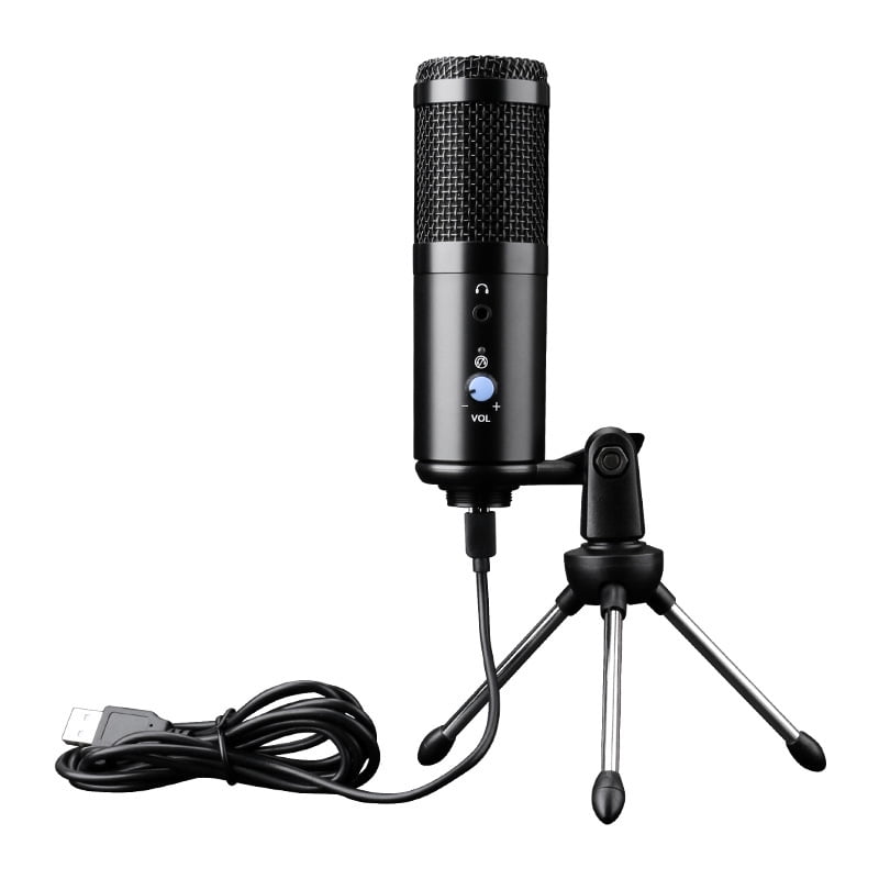 ZealSound Metal Condenser Recording Microphone For Laptop MAC Windows Computer And Phone w/Stand for ASMR Garageband Smule Stream & Youtube Video Studio Voice Overs Broadcast Gold USB Microphone 