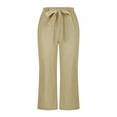 thumbnail image 5 of Women High Waisted Wide Leg Pants Drawstring Elastic Trousers Comfy Straight Leg Fashion Long Pants With Pockets, 5 of 5