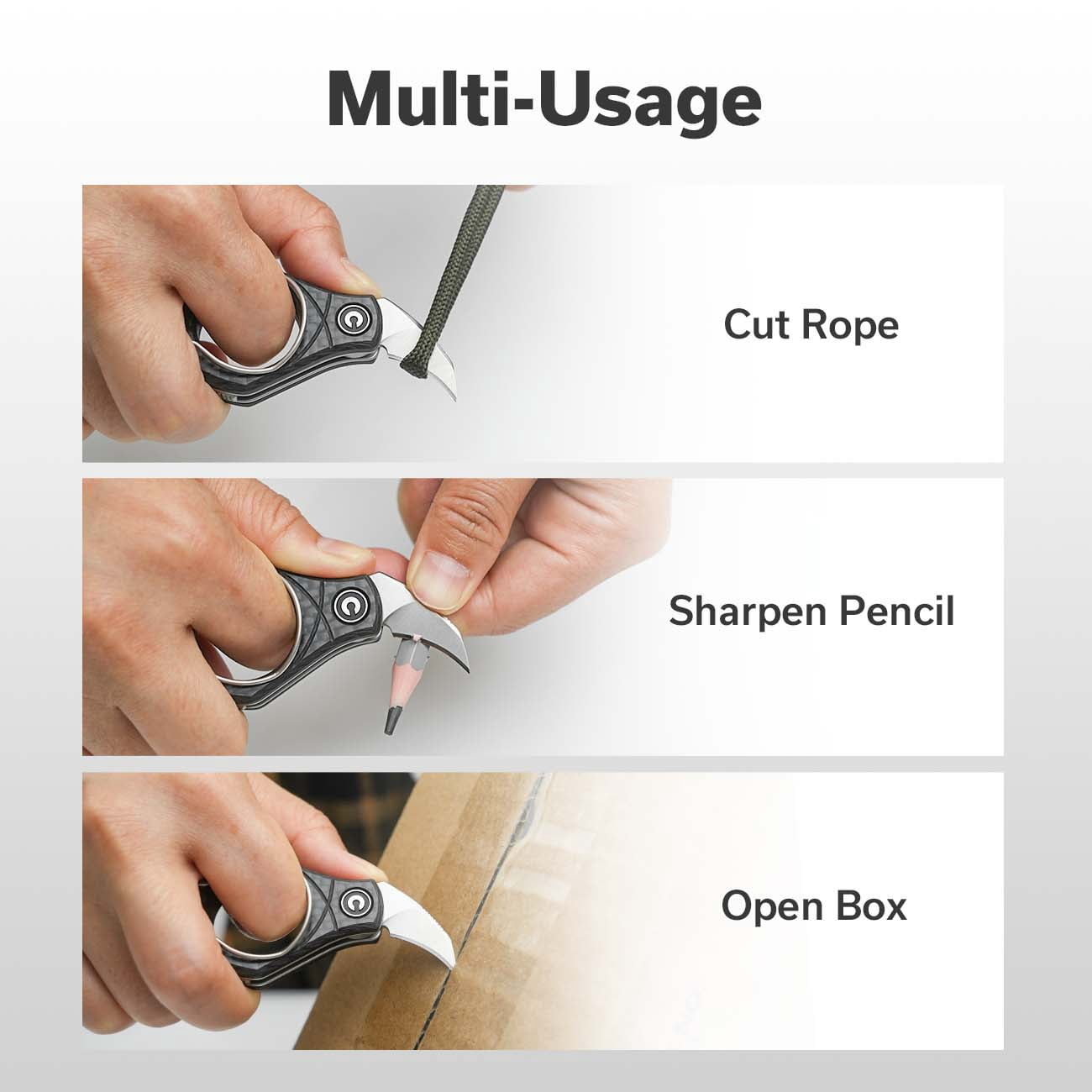 CIVIVI Pyrus Mini Folding Utility Knife, Compact Keychain Box Cutter with 14C28N Blade Carbon Fiber Ringed Handle C23038-3