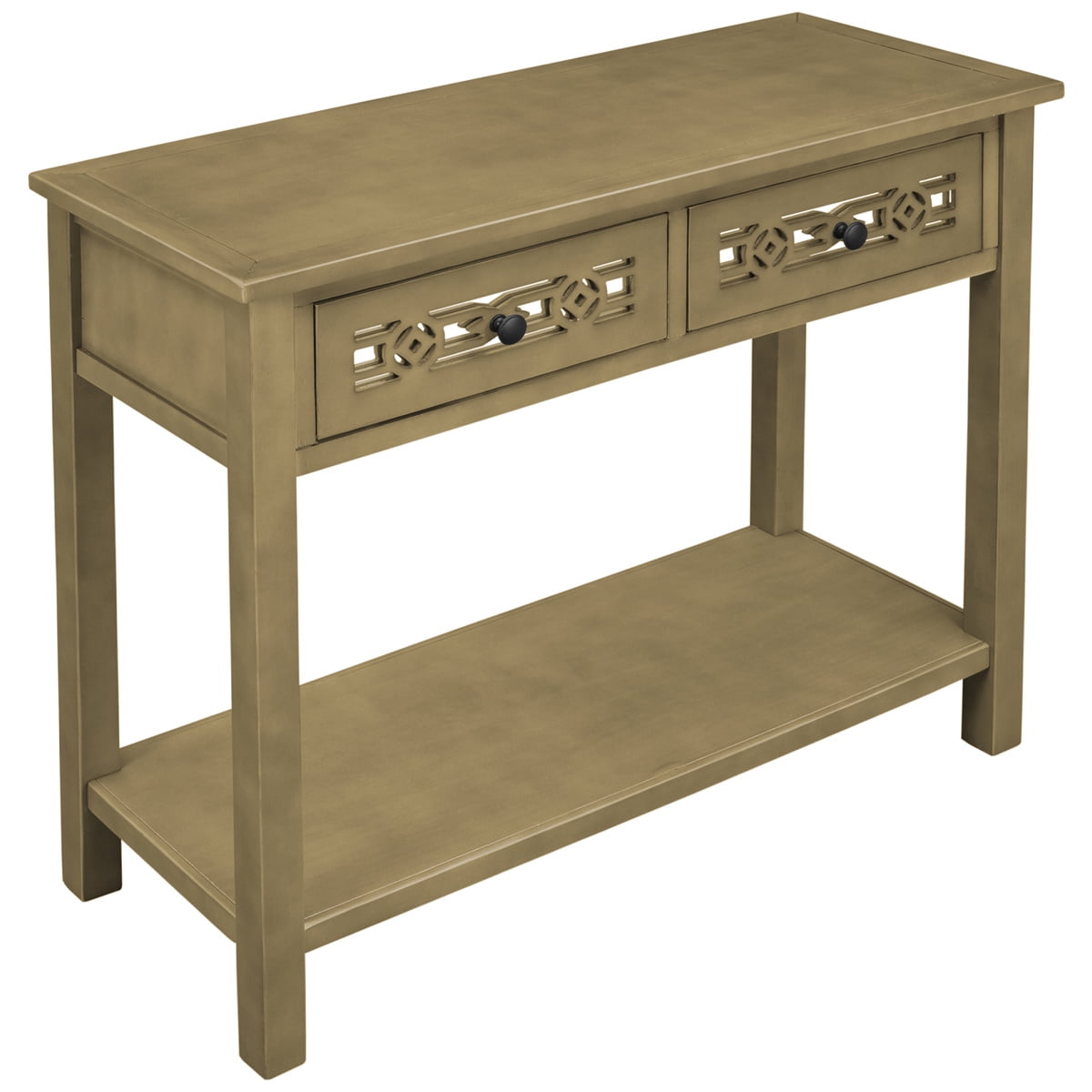 Classic Console Table, Entryway Table with Hollowout Decoration, Retro