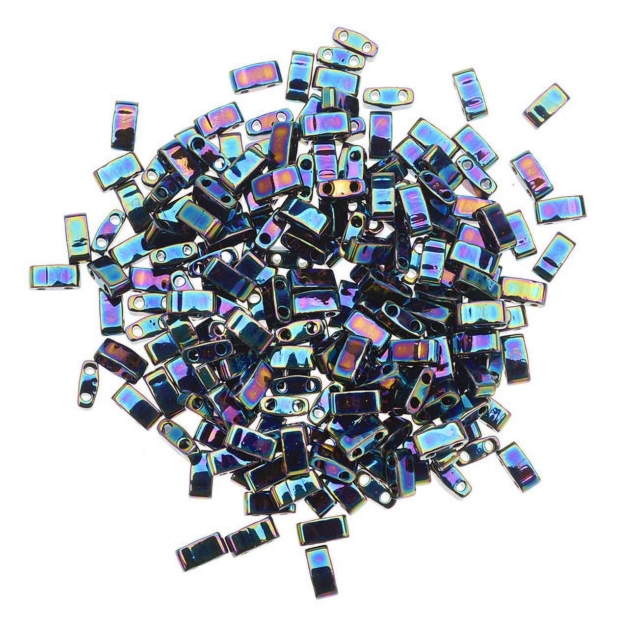 Miyuki Half Tila 2 Hole Rectangle Beads 5x2.3mm - Medium Blue Iris 7.8 Grams