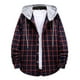 thumbnail image 1 of Camisas s Para Hombre Interior Camisa de manga larga con cuello encapuchado y estampado a cuadros informal de otoño e invierno para hombre (Red, L), 1 of 5