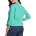 thumbnail image 3 of Women'S 3/4 Sleeve Cropped Cardigan Sweater Elegant Shrugs For Women Simple And Versatile Short Deep water blue 2XL, 3 of 5