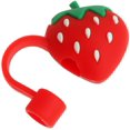 thumbnail image 1 of Silicone Straw Plug Drinking Dust Cap Cute Splash Proof Straw Tips Reusable Cartoon Plugs Cover Cup Accessories (Big Red Strawberry）, 1 of 7