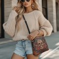 thumbnail image 4 of DISNIMO Rose Skull Print Satchel Shoulder Bags for Women PU Leather Crossbody Handbags with Zipper & Pockets Casual Bucket Bags Crossbody, 4 of 7