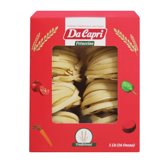 Traditional Fettuccine (Pack Of 2) | Artisanal Homemade Italian Style Pasta Da Capri | 100% Natural & Plant-Based | Natural Veggies 16 Oz |Vegan & Healthy | Easy to make & Fast Cooking
