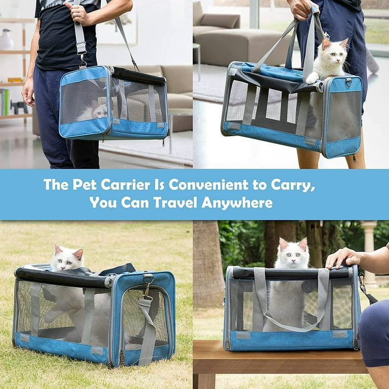 BurgeonNest Cat Carriers for Medium Cats Under 25 lbs, Pet Carrier for Cats  with Unique Side Bag,Top Load Small Pet Carrier Soft-Sided Escape Proof