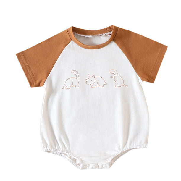 Gibobby Mamelucos para bebe niña con estampado de dibujos animados de manga corta para niños y niñas(Marrón, 6-9 Meses)